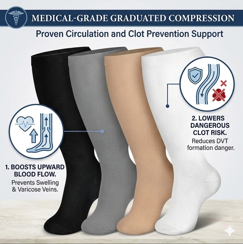 CareEase Plus-Size Graduated Compression Socks