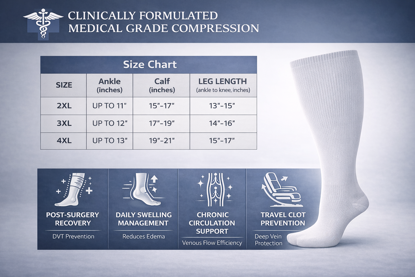 CareEase Plus-Size Graduated Compression Socks